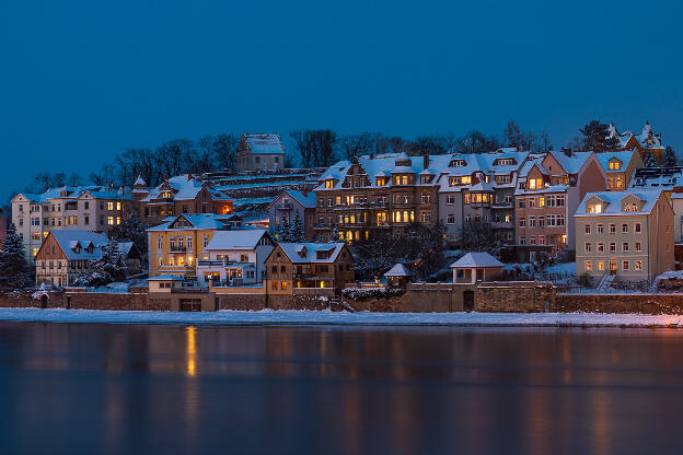 Eine winterliche Blaue Stunde in Meißen