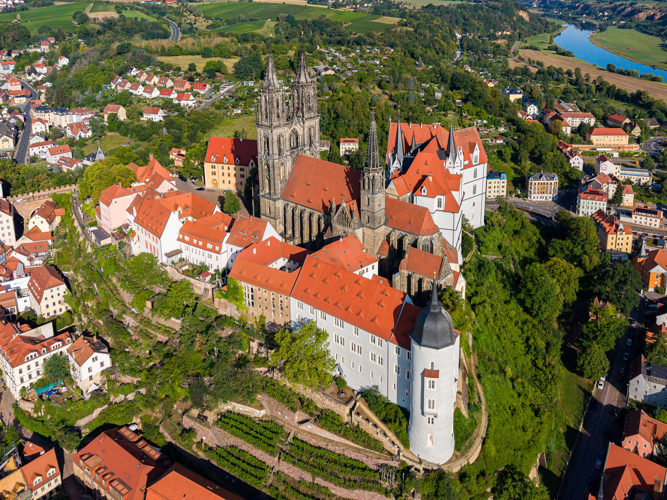 Blick auf den Meißner Burgberg mit Dom und Albrechtsburg