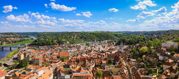 Panorama Stadtansicht Meißen von den Türmen des Meißner Domes