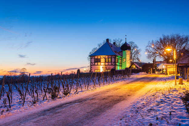 Hoflößnitz im Winter mit Schnee