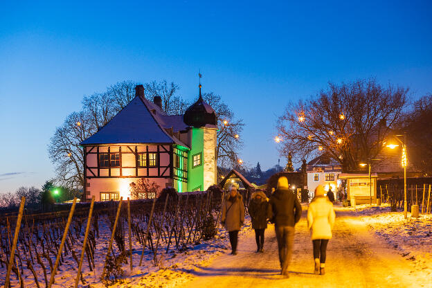 Hoflößnitz im Winter mit Schnee