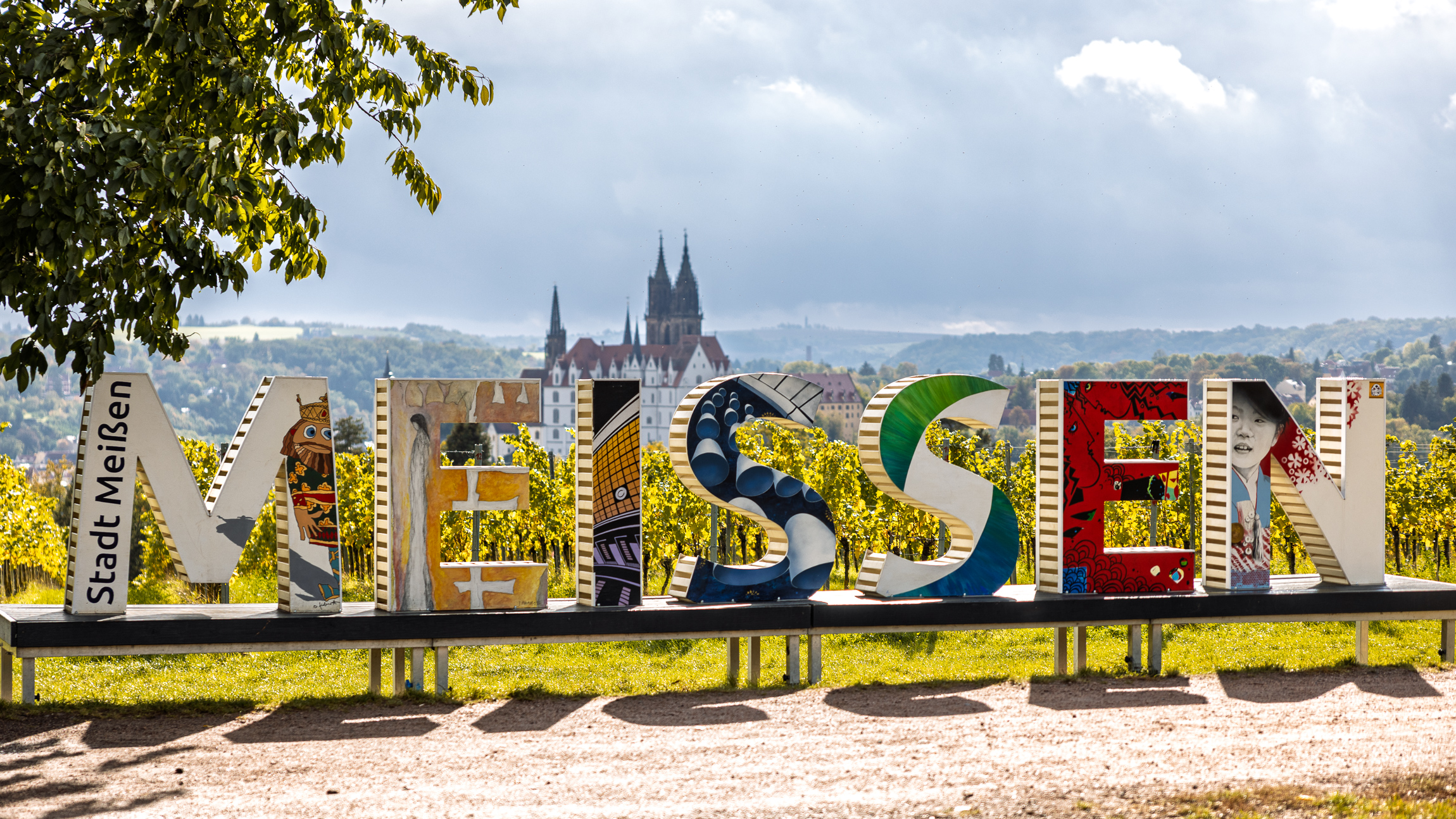 Fotopunkt in Proschwitz mit Blick auf Meißen
